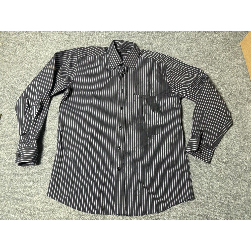 Paul Smith Dress Shirt Mens 15.5 39 M Black Purple Stripe Classic Woven LS